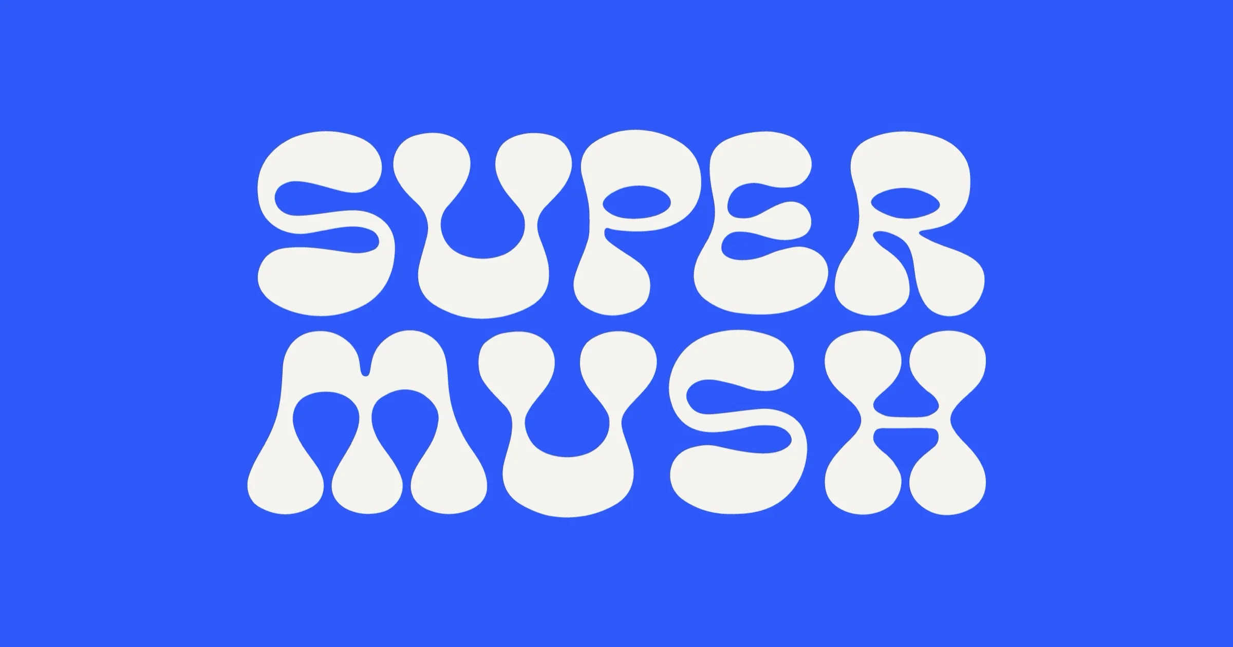 SuperMush wordmark on the brand's blue